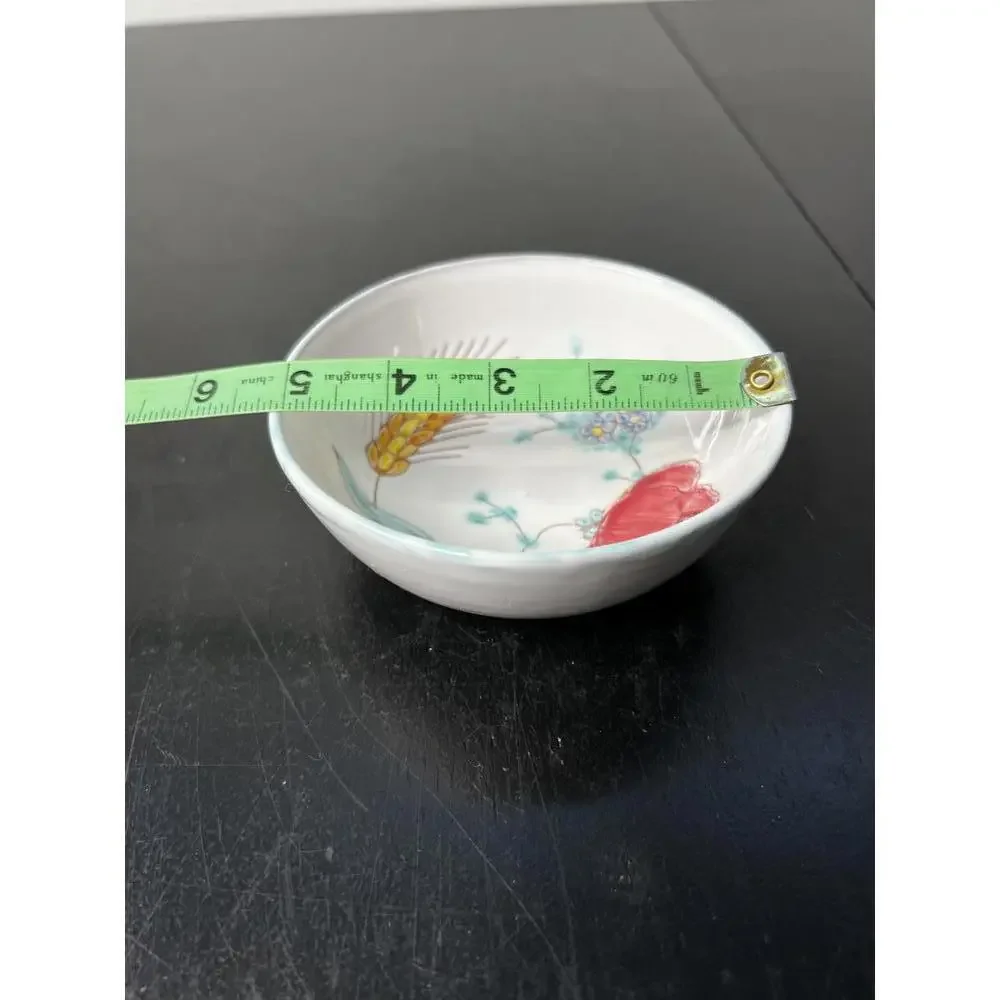 Hand-Painted Ceramic Bowl with Floral Design Made in Italy